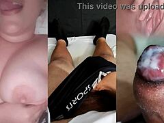 Curvy ex-girlfriend teases with her fat tits in see-through outfit hinting at interracial cuckold orgasm from small cock