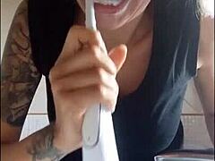 Brushing Teeth Matters While Chantal Enjoys Mouthfuls Of Toothpaste In Close-Up