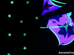 Samantha Saint Lesbian Black Light With Big Tits Blonde And Pussy Action In High Definition Pornstar Sex