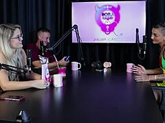 Hey, why did the hot brunette and naughty blonde strip naked after sharing experiences at the all-women mansion?