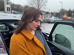 Creampie mature milf wife handles a creampie while chatting with husband