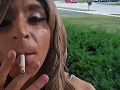 Am I a good sissy slut crossdressed outside smoking at 6am after all-nighter?