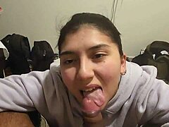 my gf gives me a quick bj she cant let go of my dick with pov action