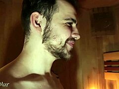 Curvy blonde hottie with big tits and fat ass fucks a stranger with blowjob and cum on face in public sauna