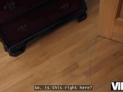 Is this babe really cheating on her husband with sexy stockings and small tits while he watches?