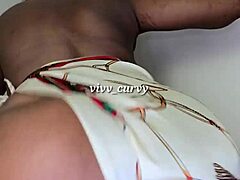 Fat curvy ebony beauty with huge ass plays softly in homemade solo session