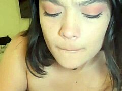 hot brunette babe sucking and stroking my cock so damn hard!