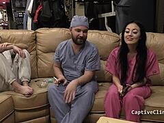 oh man, i got this asian teen with small tits and shaved pussy in latex gloves for bdsm fetish play... she's moaning from deepthroat face fucking and ass slapping behind the scenes!