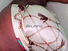 Fat curvy ebony beauty with huge ass plays softly in homemade solo session