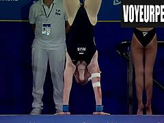 In a casual voyeur scene, young women in bikinis perform high dives with hidden camera views on their legs and asses.