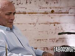 She's taking it rough from the old man like Whitney Wright in taboo office action