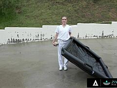 katie kush gives an epic nuru massage with deepthroat and wild fucking to ease her client's back pain