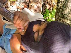 Sloppy Public Blowjob Leaves Everything Wet and Slimy with Ebony Cock Action