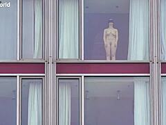 Slave wife goes braless and downblouse in public with petite natural tits, submissive bdsm elements, and outdoor flashing as secretary