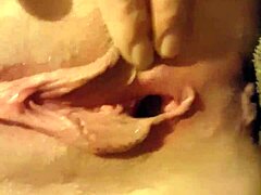 Fucking my young 18+ slutty pussy with a deodorant can while stretching and gaping that shaved hairless cunt