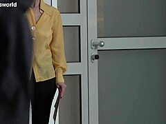 Slave wife goes braless and downblouse in public with petite natural tits, submissive bdsm elements, and outdoor flashing as secretary