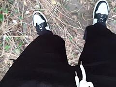 What happens when two women explore desires in a secluded forest setting, risking exposure outdoors