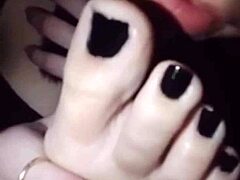 she casually painted her nails black while indulging in some self foot worship during the evening