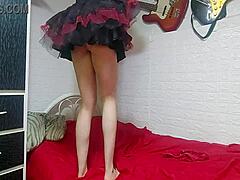 bruja caliente performs sensual dance in red thong showing vagina and moves enticingly as doctor recommended for halloween