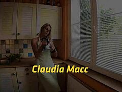 Amateur blonde takes huge facial cumshot after squirting pussy fuck in kitchen with orgasm!