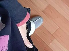 Risky Mutual Masturbation Session Between Lesbian Colleagues In Jeans And Skirts At The Office