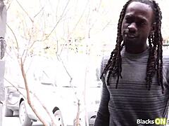 Blonde wife letting that black neighbor fuck her pussy with deepthroat and handjob action