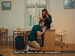 Mommy4K Mature Redhead Teacher With Big Natural Tits Licks Student Pussy In Stockings