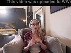 I feel so lost after the divorce but my friend's hot therapist mom with big tits and blonde hair gives me this intense handjob in the bedroom