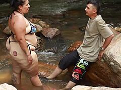 Oh wow, banging this hung Colombian guy in the river outdoors feels so wild! 🍆💦