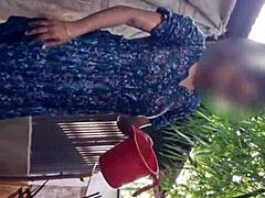 Suggestive Village Girl Bathing in Rural Country Ranch Setting