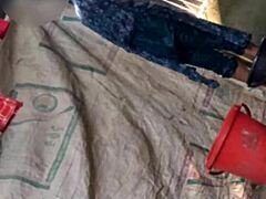 Suggestive Village Girl Bathing in Rural Country Ranch Setting