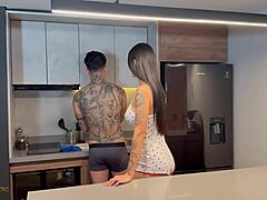 Roommate Fucks His Teen Roommate In The Kitchen With Huge Cock Creampie! Danner Mendez And Isabella Toro In Wet Doggystyle Action!