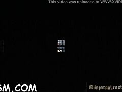 Captivating brunette floosy starts with wet pussy vibrator action in BDSM fetish slave play.