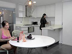 stepsister sara blonde and salome gil take turns in pov anal fucking with toys, dildo, fingering, and ass licking to make each other feel like sluts in rough colombian amateur sex