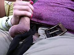 Dirty Bitch Picked Up by Old Guy Gets Nyon Handjob Thanks in Car While Driving