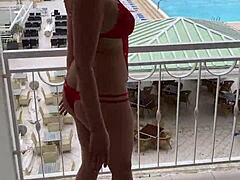 Lisa Flashing Tattoo Wife On Balcony In Lingerie