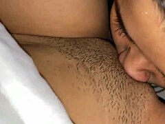 Latina teen brunette amateur gives interracial blowjob before lesbian doggystyle sex with stockings