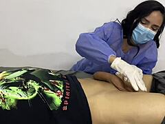 patient's monster cock too hard for nurse to resist deepthroat?