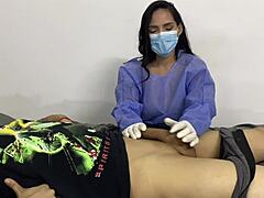 patient's monster cock too hard for nurse to resist deepthroat?