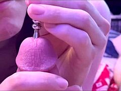 extreme sounding drips pre-cum during intense cock rub and swap