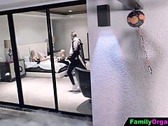 stepdads lure nerdy stepdaughters into taboo group fun on the fence