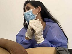 patient's monster cock too hard for nurse to resist deepthroat?