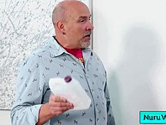 sexy blonde lilly bell rubs natural tits on codey steele after nuru gel body massage