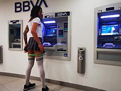 mexican tranny lifts miniskirt flashes perfect ass verga on cablebus