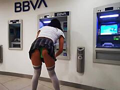 mexican tranny lifts miniskirt flashes perfect ass verga on cablebus