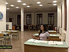 curvy coed francesca's rough exam backstage squirts hairy pussy wild