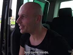 i grab this horny blondie's tits while she rides to cumshot bliss in car