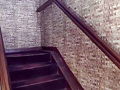 I buy stepdaughter swimsuit then fuck her on stairs again