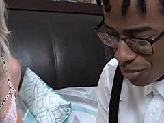 blonde stepmom slimthick vic bends for nerdy black friend's big cock doggystyle