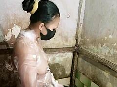 housewife sneaks to bathroom for hairy pussy solo masturbation tease